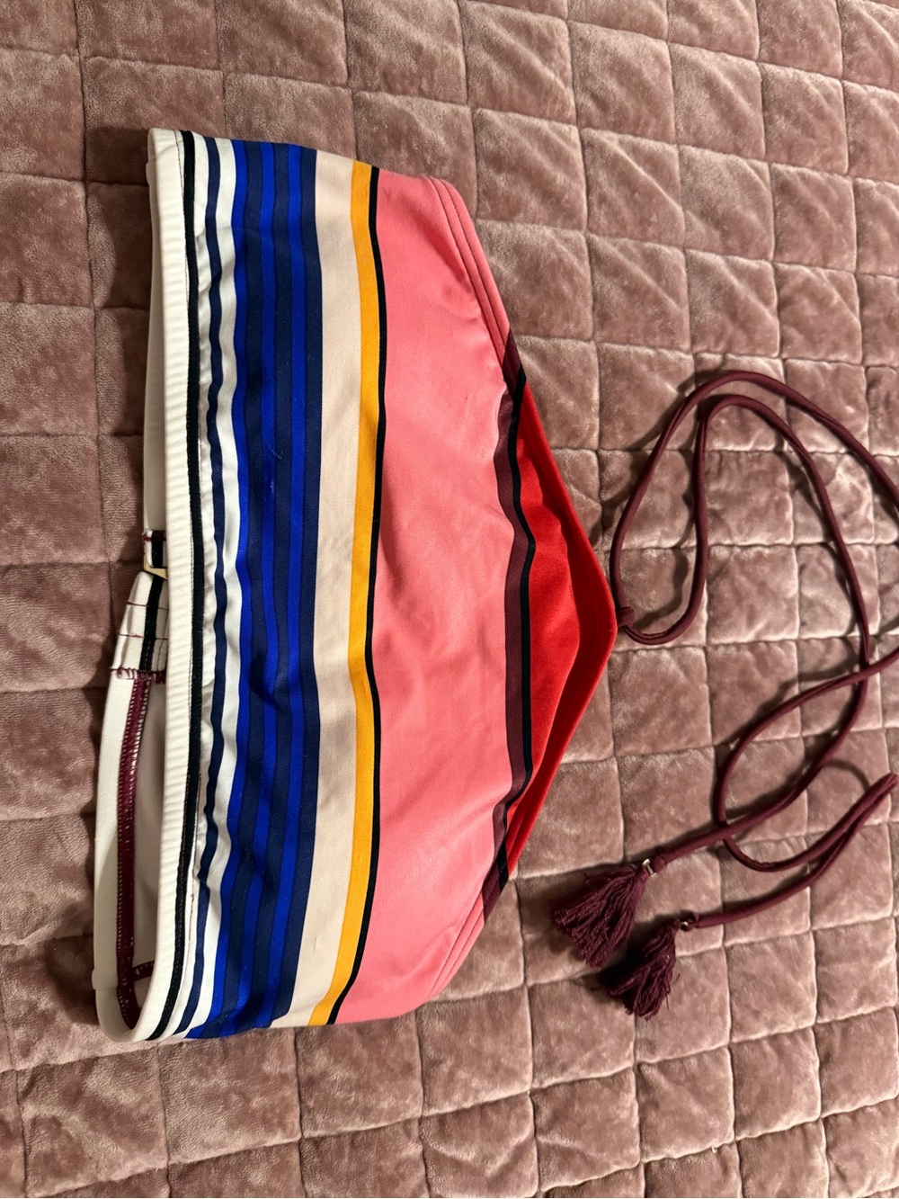 kate spade Pink and Blue Striped Bandeau Bikini Top